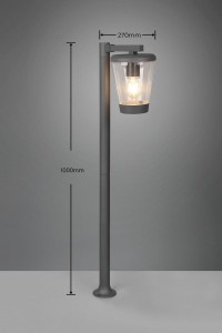 Słupek oświetleniowy Trio Cavado 411060142 IP44 1xE27 Aluminium Szary.