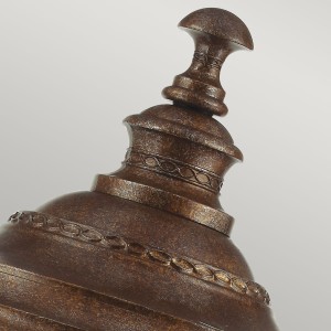 Latarnia ogrodowa Elstead Lighting English Bridle FE-EB3-L-BRB, detal brązowej stali.