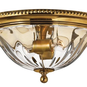 Lampa sufitowa Plafon Cambridge Elstead Lighting 2x60W E27 mosiądz szklany klosz.