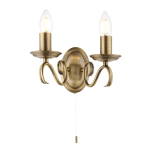 Endon Lampa ścienna Bernice 2x60W E14 Antyczny mosiądz