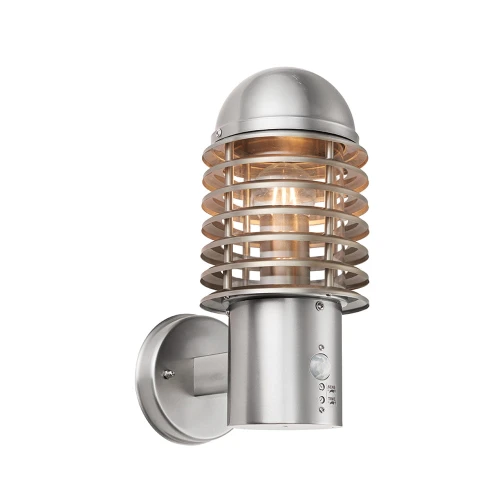 Lampa ścienna Kinkiet zewnętrzny z czujnikiem Endon Louvre Pir 72381 IP44 xE27 Stal