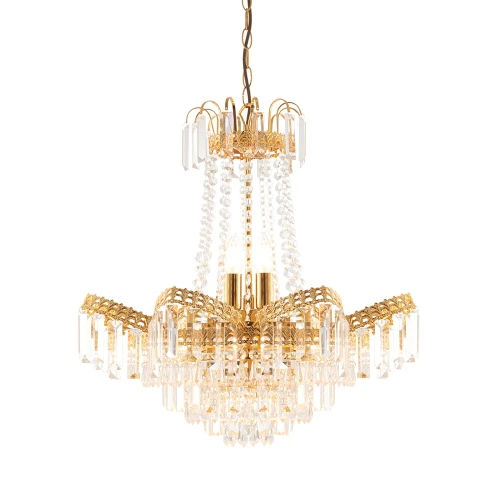 Lampa wisząca Żyrandol Endon Adagio 9x40W E14 złoty, czyste szkło