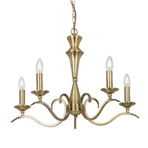 Lampa wisząca Żyrandol Endon Kora 5x40W E14 antyczny mosiądz