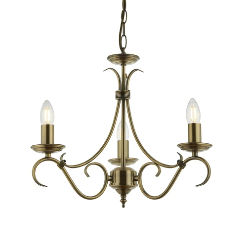 Lampa wisząca Żyrandol Endon Bernice 3x60W E14 antyczny mosiądz