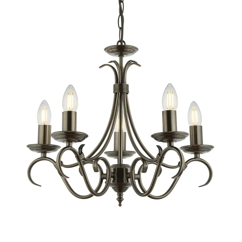 Lampa wisząca Żyrandol Endon Bernice 5x60W E14 antyczny srebrny