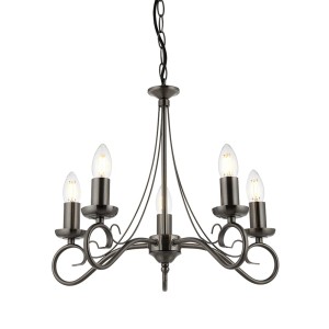 Lampa wisząca Żyrandol Endon Trafford 5x60W E14 antyczne srebro
