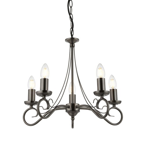 Lampa wisząca Żyrandol Endon Trafford 5x60W E14 antyczne srebro