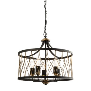 Lampa wisząca Żyrandol Endon Heston 5x60W E27 matowy czarny