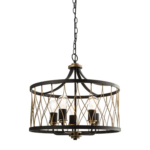 Lampa wisząca Żyrandol Endon Heston 5x60W E27 matowy czarny