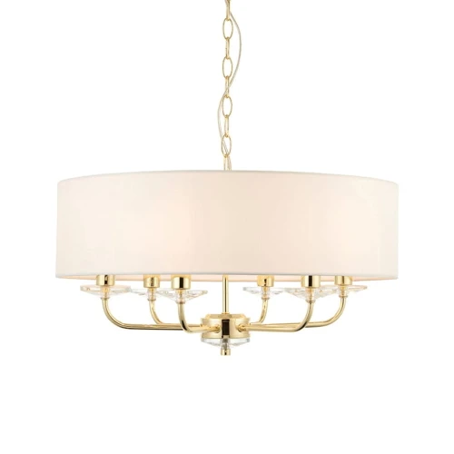 Lampa wisząca Żyrandol Endon Nixon 6x40W E14 mosięzny,złoty