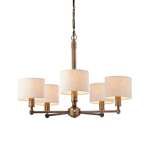 Lampa wisząca Żyrandol Endon Indara 5x40W E14 postarzany brąz,beż