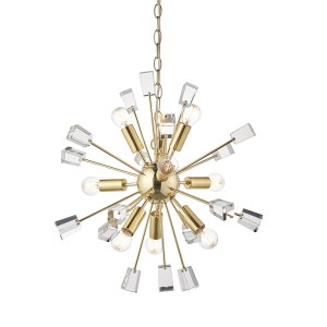 Lampa wisząca Żyrandol Endon Miro 9x40W E14 satynowy mosiądz