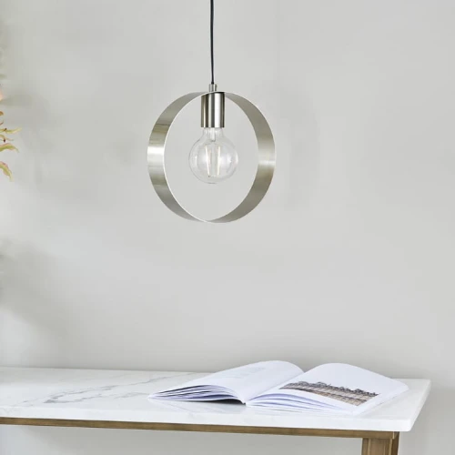 Endon Lampa wisząca Hoop 1x40W E27 Szczotkowany Nikiel