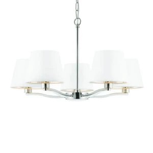 Lampa wisząca Żyrandol Endon Harvey 5x40W E14 srebrny,biały