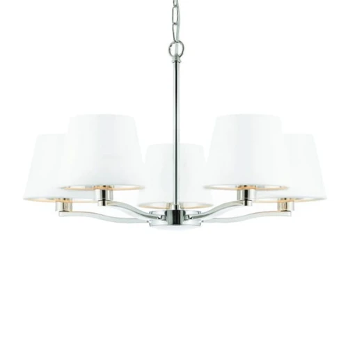 Lampa wisząca Żyrandol Endon Harvey 5x40W E14 srebrny,biały