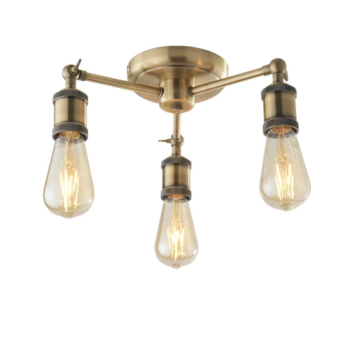 Lampa sufitowa Endon Hal 3x10W E27 Stal Mosiądz