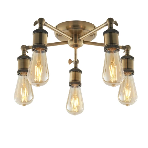Lampa sufitowa Endon Hal 5x10W E27 Stal Mosiądz