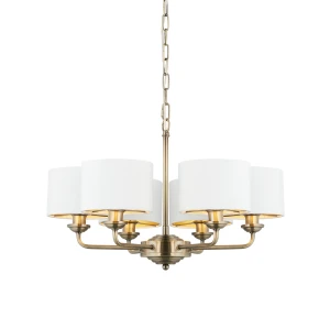Lampa wisząca Żyrandol Endon Highclere 6x28W E14 Stal Mosiądz