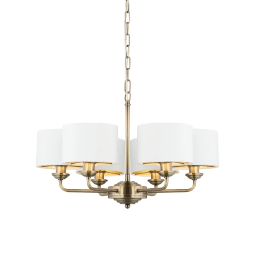 Lampa wisząca Żyrandol Endon Highclere 6x28W E14 Stal Mosiądz