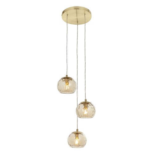 Lampa wisząca Endon Dimple 3x7W E14 Stal Mosiądz