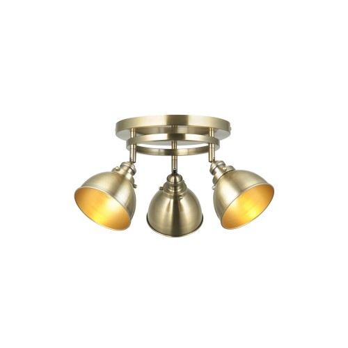 Lampa sufitowa Spot Wyatt Endon 3x7W E14 Stal Mosiądz