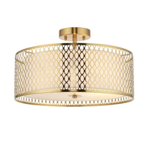 Lampa sufitowa Cordero Endon 3x10W E27 Stal / Tkanina / Szkło Złoty
