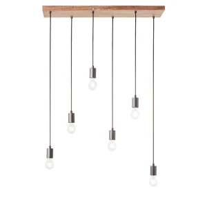 Lampa wisząca Stellan Endon 6x10W E27 Stal / Drewno Drewno