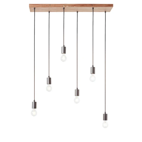 Lampa wisząca Stellan Endon 6x10W E27 Stal / Drewno Drewno