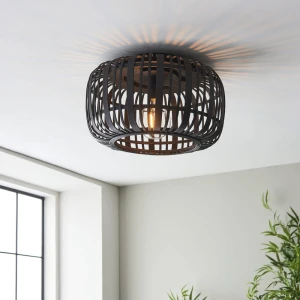 Lampa sufitowa Mathias Endon 1x10W E27 Stal / Drewno Czarny