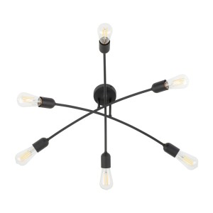 Lampa sufitowa HELIX TK Lighting 6xE27 15W nowoczesna czarna.