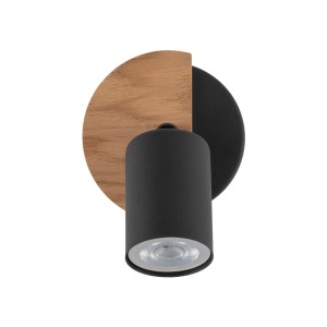 Lampa sufitowa COVER TK Lighting 1xGU10 10W czarna z drewnianym elementem.