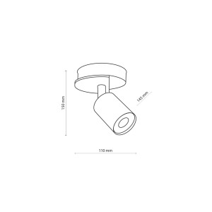 Lampa sufitowa COVER TK Lighting 1xGU10 10W, schemat wymiarów.