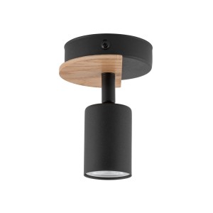 Lampa sufitowa COVER TK Lighting 1xGU10 10W w kolorze czarnym z drewnianym detalem