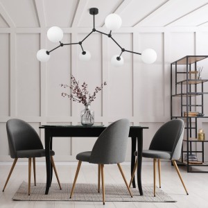 Lampa sufitowa FAIRY TK Lighting 6xG9 6W Szkło Biały zawieszona nad stołem w jadalni.