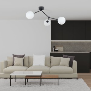 Lampa sufitowa FAIRY TK Lighting 3xG9 6W w białym kolorze ze szkła, zamontowana w nowoczesnym salonie.
