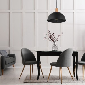 Lampa wisząca OSLO TK Lighting 1xE27 15W Metal Czarny nad stołem w nowoczesnym salonie.