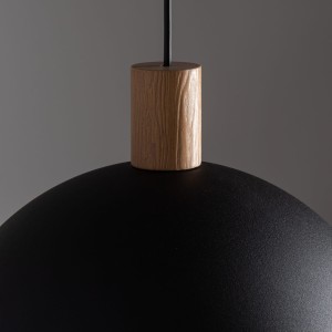 Lampa wisząca OSLO TK Lighting czarna metalowa z drewnianym wykończeniem.