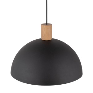 Lampa wisząca OSLO TK Lighting czarna metalowa z drewnianym elementem.