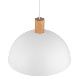 Lampa wisząca OSLO TK Lighting 1xE27 15W Metal Biały z drewnianym akcentem.