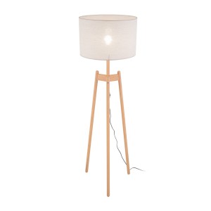 Lampa podłogowa PEREZ TK Lighting 1xE27 15W Len Szaro beżowy.