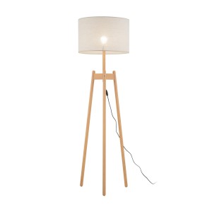 Lampa podłogowa PEREZ TK Lighting E27 len szaro-beżowy