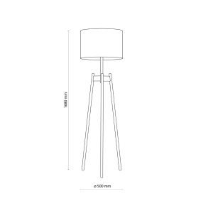 Lampa podłogowa PEREZ TK Lighting 1xE27 15W Len Szaro beżowy z trójnożnym stelażem.