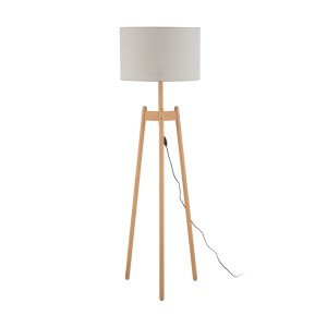 Lampa podłogowa PEREZ TK Lighting 1xE27 15W Len Szaro beżowy