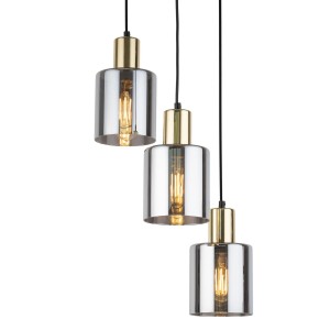 Nowoczesna lampa wisząca SIERRA TK Lighting 3xE27 15W z grafikowymi szklanymi kloszami.
