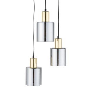 Lampa wisząca SIERRA TK Lighting 3xE27 15W Szkło Graphite, złote i srebrne klosze.