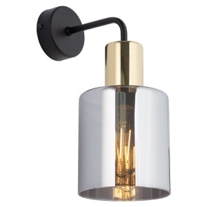 Kinkiet SIERRA TK Lighting 1xE27 15W Szkło Graphite z czarno-złotym korpusem.