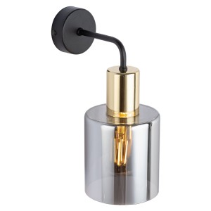 Kinkiet SIERRA TK Lighting 1xE27 15W Szkło Graphite z widoczną żarówką.