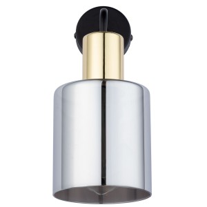 Kinkiet SIERRA TK Lighting 1xE27 15W Szkło Graphite z polerowanym metalowym kloszem i złotym wykończeniem.