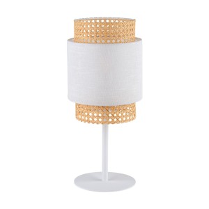 Lampka nocna BOHO 6565 TK Lighting 1xE27 15W Tkanina + ratan naturalny Biały / słomkowy
