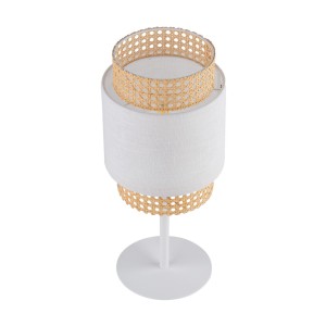 Lampka nocna BOHO TK Lighting 1xE27 15W tkanina ratan naturalny biała słomkowa.